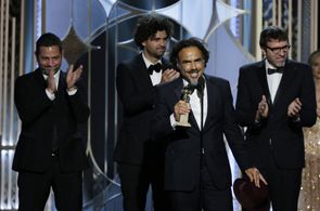 Alejandro G. Iñárritu, Nicolás Giacobone, Armando Bo, and Alexander Dinelaris at an event for 72nd Golden Globe Awards (