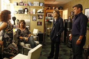 Christine Elise, Nathan Fillion, Laura Niemi, and Stana Katic in Castle (2009)