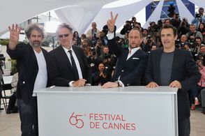 Benoît Delépine, Albert Dupontel, Benoît Poelvoorde, and Gustave Kervern at an event for Not Dead (2012)