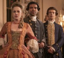 Still of Ash Hunter, Alfie Allen and Holli Dempsey from Season 3 of Harlots