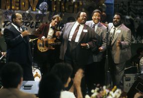 Reginald VelJohnson, Ken Page, Ron Taylor, Ludie C. Washington, and Ron Kellum in Family Matters (1989)