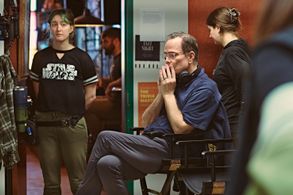 (L-R) 1st AC Kelsey Miller, director Rick Walker and producer Kennady Ritter on the set of “Guardians”