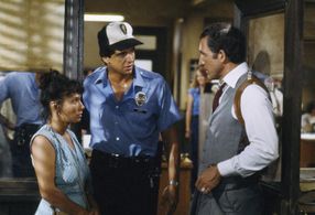 Silvana Gallardo, Ed Marinaro, and Daniel J. Travanti in Hill Street Blues (1981)
