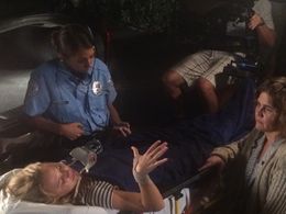 Rene Michelle Aranda and Madison Iseman getting into character on the set of I Know Where Lizzie Is.