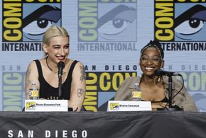 Vanesu Samunyai and Mason Alexander Park at an event for The Sandman (2022)