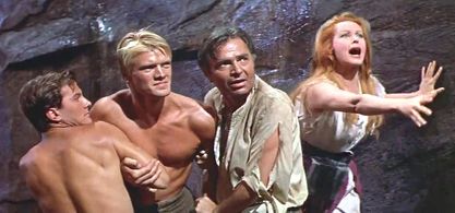James Mason, Pat Boone, Arlene Dahl, and Peter Ronson in Journey to the Center of the Earth (1959)