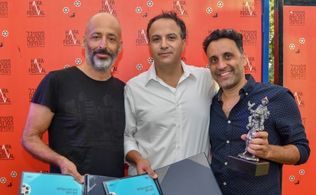 Amir Harel, Sameh Zoabi, and Yaniv Biton at an event for Tel Aviv on Fire (2018)