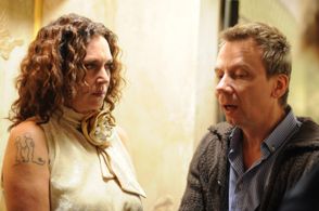 On the set of The Pyat Zvyozd. Tatyana Lyutaeva and Slava N Jakovleff