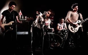 Toby Wallace, Christian Lees, Louis Partridge, and Anson Boon in Pistol (2022)