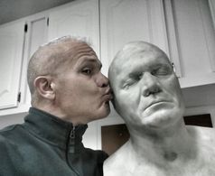 Tim and a mold of himself on POWERS - The Series