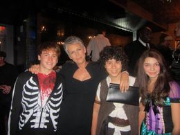 Justin Tinucci, Jamie Lee Curtis, Sam Lant, and Bryce Hitchcock at the sCare Foundation Launch Benefit Halloween party H