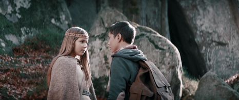 Danylo Kamenskyi and Eva Koshova in The Stronghold (2017)