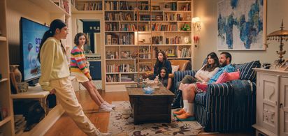 Adam Sandler, Idina Menzel, Samantha Lorraine, Zaara Kuttemperoor, Sadie Sandler, and Sunny Sandler in You Are So Not In