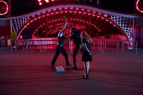 (From Left to Right) Adam Hagenbuch as Adam Eddington, IV; Daniel Bellomy as Sullivan Gridley; and Anna Rich as Alice Ed