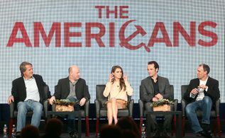 Graham Yost, Keri Russell, Joel Fields, Matthew Rhys, and Joseph Weisberg at an event for The Americans (2013)