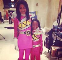 On set with Camille Hyde...Pink Ranger POWER