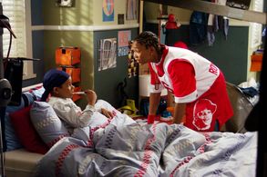 Nickelodeon's ROMEO! still: Zachary Isaiah Williams & Lil' Romeo on set.