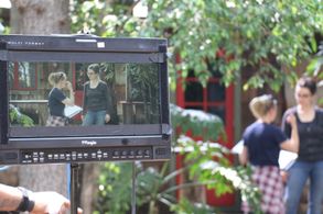 On set of Severed Silence with Kathryn Michelle