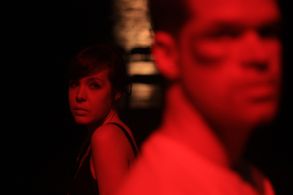 Clare Latham and Jonathan Chambers in 'Danny and the Deep Blue Sea', Southwark Playhouse.