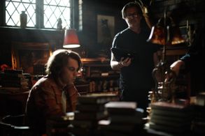 Director Adam Cooper with actor Harry Greenwood on the set of SLEEPING DOGS