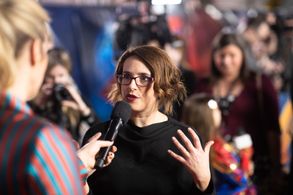 Edith Bowman and Anna Boden at an event for Captain Marvel (2019)