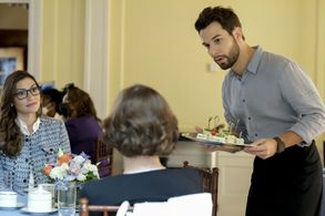 Skylar Astin and Inga Schlingmann in So Help Me Todd (2022)