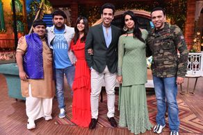Ekta Kapoor, Tusshar Kapoor, Mallika Sherawat, Kiku Sharda, Farhad Samji, and Kapil Sharma in The Kapil Sharma Show: Mal