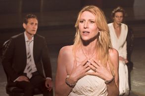 Katherine Crockett performing as Helen of Troy in Anne Bogarts production of Trojan Women ( After Euripides) at The Gett