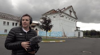 On location in Irpin, Ukraine