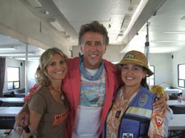 Lana Antonova, Christopher Lawford, and Monica Garcia on the set of 
