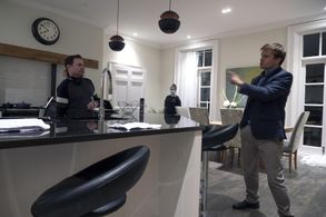 Director Dan Bronzite rehearsing on set of 