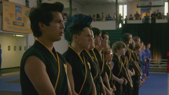 Jacob Bertrand, Xolo Maridueña, Owen Morgan, and Nichole Brown in Cobra Kai (2018)