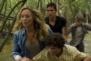 Jim Caviezel, Elisabeth Röhm, Jake Cherry, and Sterling Knight in Transit (2012)