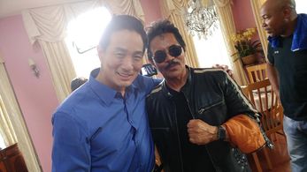 on set with director Art Camacho and Robert Samuels- In Made in Chinatown.
