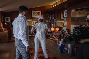 Rehearsal on set for Two Dresses