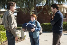 Christian Campbell, Colin Farrell, and Trevor Larcom in True Detective (2014)