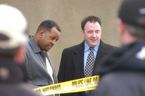 James Lewis on the set of America's Most Wanted.