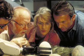 Jeff Goldblum, Richard Attenborough, Laura Dern, and Sam Neill in Jurassic Park (1993)