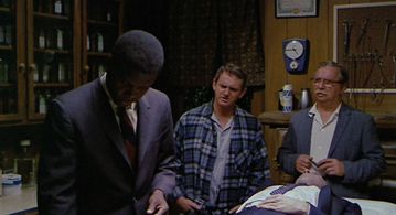 Sidney Poitier, Arthur Malet, Fred Stewart, and Jack Teter in In the Heat of the Night (1967)