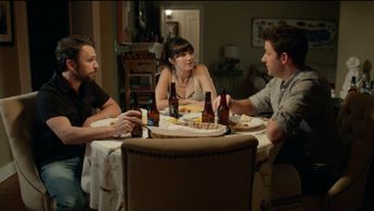 Charlie Day, Mary Elizabeth Winstead, and John Krasinski in The Hollars (2016)