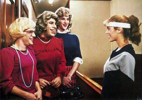 Matthew Modine, Jonathan Prince, Betsy Russell, and Michael Zorek in Private School (1983)