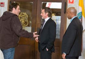 John Travolta, Sam Trammell and Asante Jones on the set of I AM WRATH