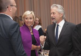 Michael Douglas, Col Needham, and Tina Brown