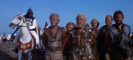 Richard Widmark, Colin Blakely, Gordon Jackson, Edward Judd, and David Lodge in The Long Ships (1964)