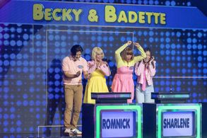 Romnick Sarmenta, Eugene Domingo, Sharlene San Pedro, and Pokwang in Family Feud Philippines (2022)