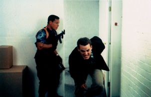 Christian Lyon filming COSTAS ISLAND with former bodybuilding great and Mr. Olympia, Franco Columbu