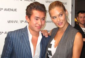 Derek Hedlund and Bar Refaeli at Armani 5th Avenue event.