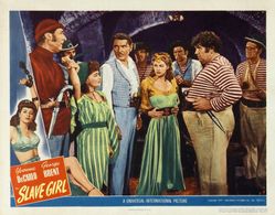Yvonne De Carlo, George Brent, Lois Collier, Andy Devine, Jack Ingram, and Arthur Treacher in Slave Girl (1947)