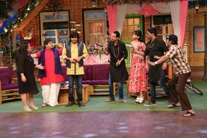 Krishna Bhatt, Kiku Sharda, Monica Castelino, Chandan Prabhakar, Bharti Singh, and Kapil Sharma in The Kapil Sharma Show