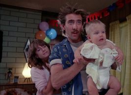 Nicolas Cage, Holly Hunter, and T.J. Kuhn in Raising Arizona (1987)